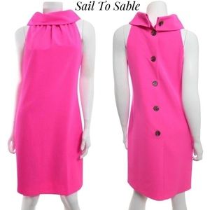 Sail to Sable - Neon Pink Rolled Neckline Sheath Dress
